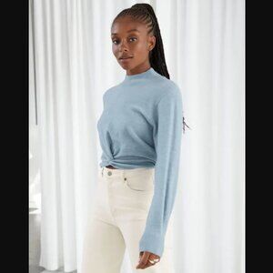 & Other Stories Twist Detail Crop Sweater (Light Blue, XS)